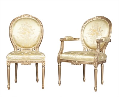 Lot 359 - Set of Twelve Louis XVI Style Dining Chairs