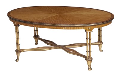 Lot 363 - Regency Style Oval Low Table with Gilt Metal Columns