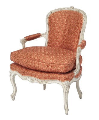 Lot 299 - Louis XV Style Painted and Upholstered Fauteuil