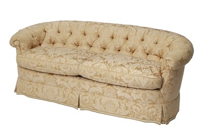 Lot 388 - Button Tufted Upholstered Yellow Sofa