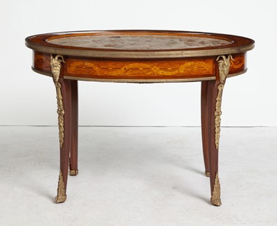 Lot 296 - Louis XV Style Bronze Mounted and Marquetry Inlaid Marble Top Low Table