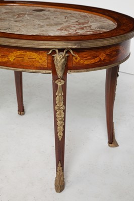 Lot 296 - Louis XV Style Bronze Mounted and Marquetry Inlaid Marble Top Low Table