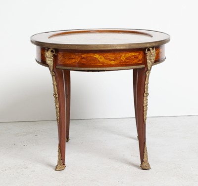 Lot 296 - Louis XV Style Bronze Mounted and Marquetry Inlaid Marble Top Low Table