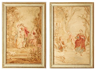 Lot 297 - Pair of Framed Aubusson Tapestry Panels