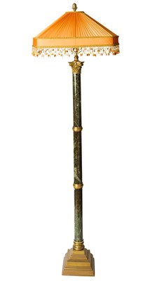 Lot 333 - Empire Style Brass Mounted Green Marble Floor Lamp