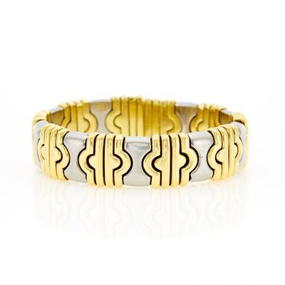 Lot 1017 - Stainless Steel and Gold Bracelet