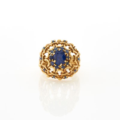 Lot 1070 - Gold and Sapphire Dome Ring