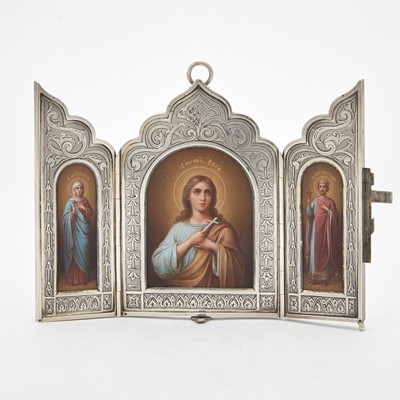 Lot 96 - Russian Silver Triptych Icon