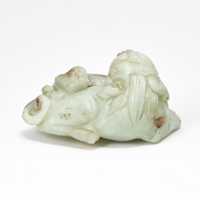 Lot 31 - A Chinese Celadon Jade 'Lion and Cub' Carving