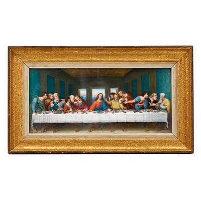 Lot 429 - Continental Painted Porcelain Plaque of the Last Supper