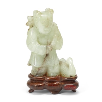 Lot 461 - A Chinese Celadon Jade Figural Carving