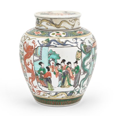Lot 668 - A Chinese Wucai Porcelain Jar and Cover