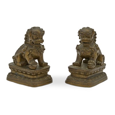 Lot 532 - A Pair of Chinese Bronze Fu Lion
