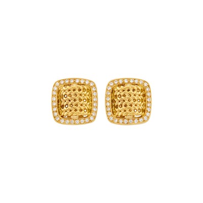 Lot 94 - Hermès Pair of Gold and Diamond Earclips