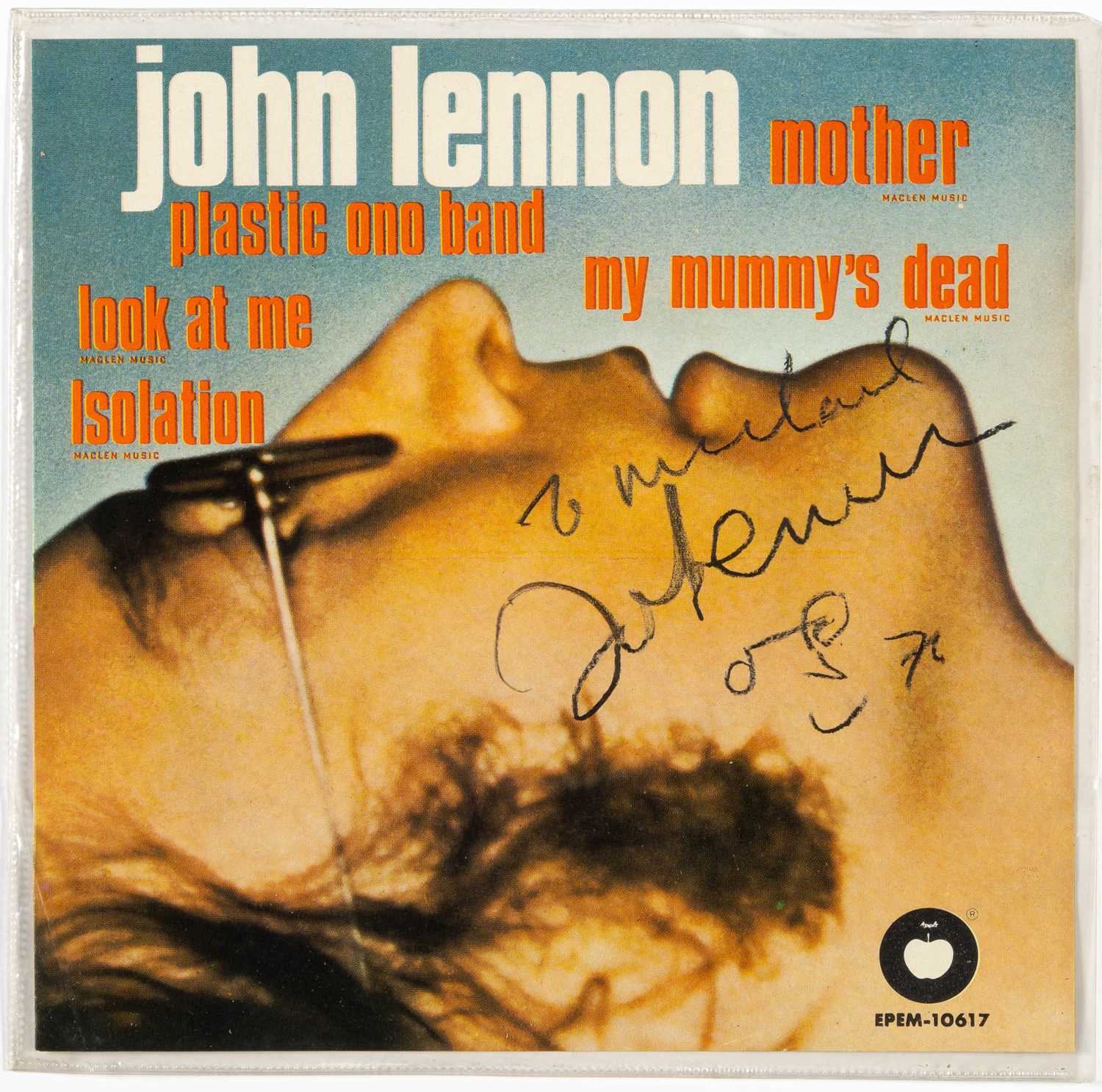 Lot 542 - A rare EP sleeve inscribed by John Lennon