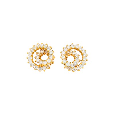 Lot 160 - Pair of Gold and Diamond Spiral Earrings