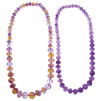 Lot 2157 - Amethyst Bead Necklace and Ametrine Bead Necklace