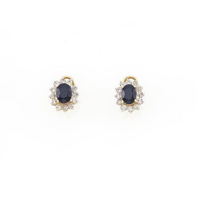 Lot 1078 - Pair of Gold, Sapphire and Diamond Earclips