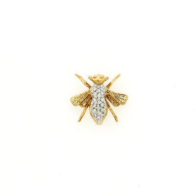 Lot 1068 - Two-Color Gold and Diamond Bee Pin