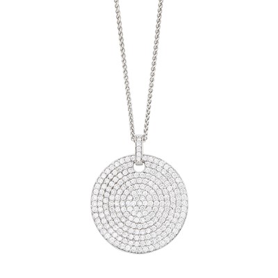 Lot 71 - White Gold and Diamond Pendant with Chain Necklace