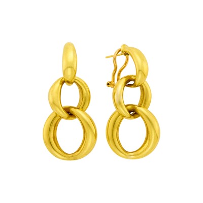 Lot 4 - Cartier Pair of Gold Link Pendant-Earrings