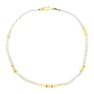 Lot 2197 - Attributed to Darlene de Sedle Opal Bead and Gold Necklace