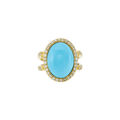 Lot 2042 - Gold, Turquoise and Diamond Ring