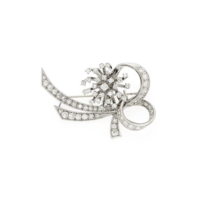 Lot 1155 - White Gold and Diamond Brooch