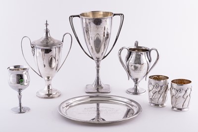 Lot 1133 - Seven Sterling Silver Horse and Fox Hunt Trophies