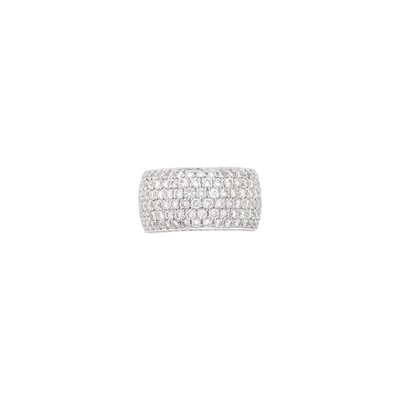 Lot 129 - Wide Platinum and Diamond Band Ring