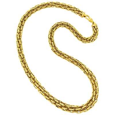 Lot 51 - Long Gold Tubular Link Necklace
