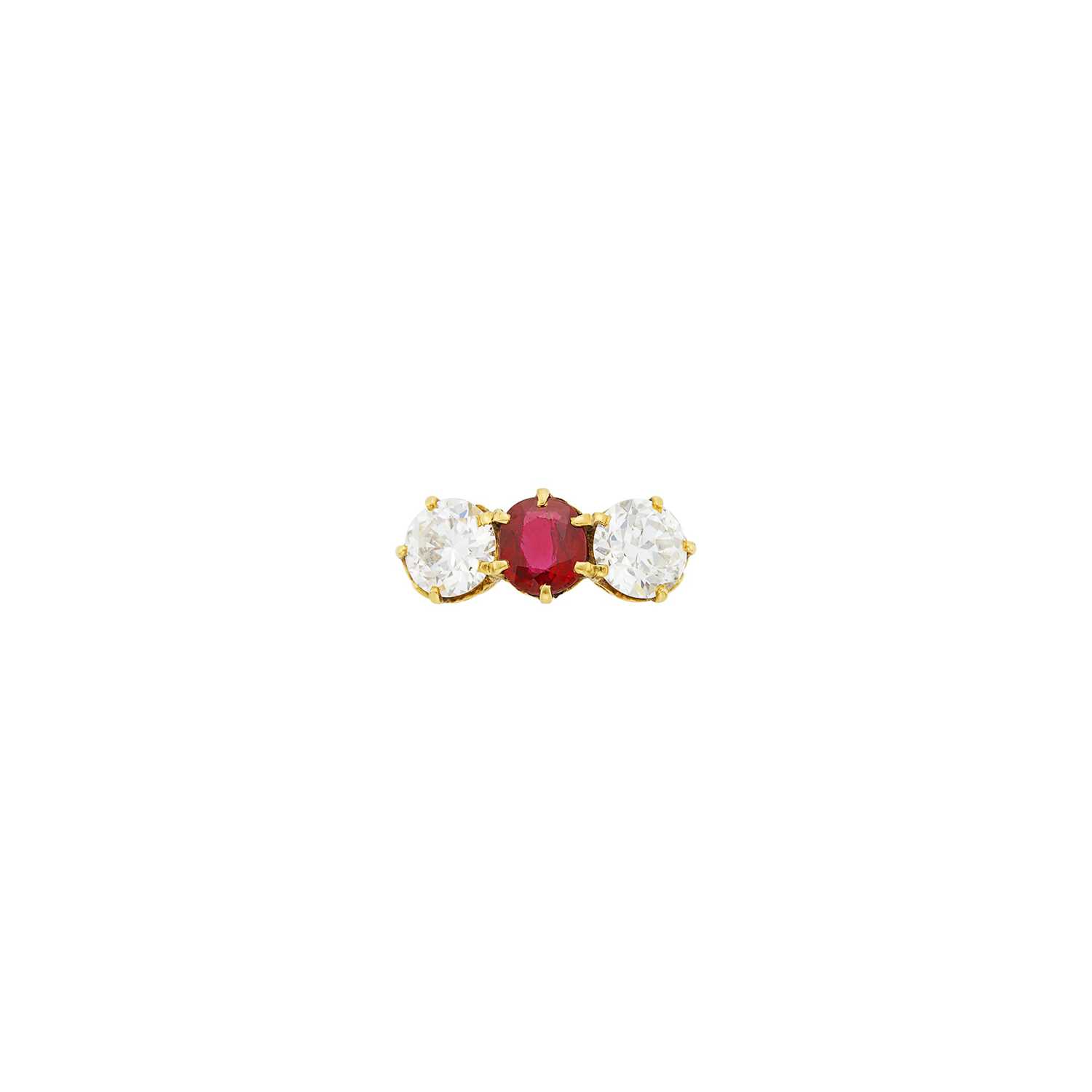 Lot 52 - Anitque Gold, Ruby and Diamond Ring