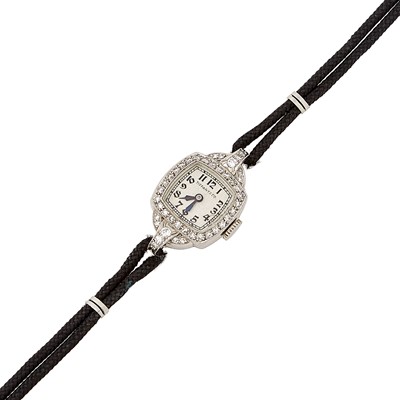 Lot 2108 - Tiffany & Co., Hamilton Platinum and Diamond Wristwatch