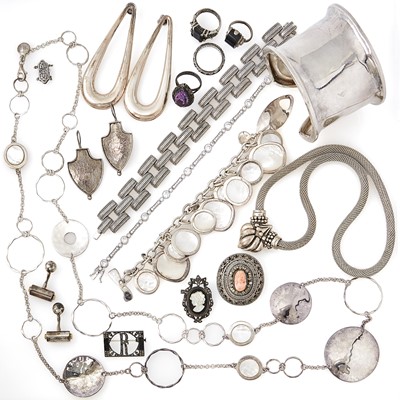 Lot 2285 - Group of Silver and Metal Jewelry