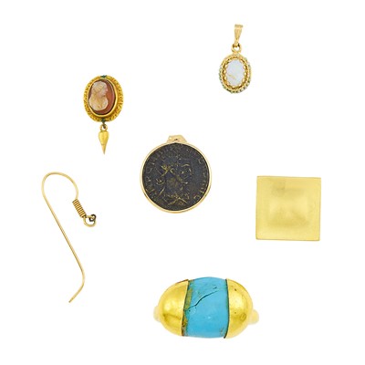 Lot 2278 - Group of High Karat Gold, Gold and Silver Jewelry and Fragments