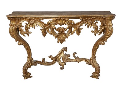 Lot 452 - Italian Rococo Style Marble Top Giltwood Console