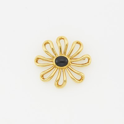 Lot 1150 - Tiffany & Co., Paloma Picasso Gold and Cabochon Black Onyx Flower Brooch