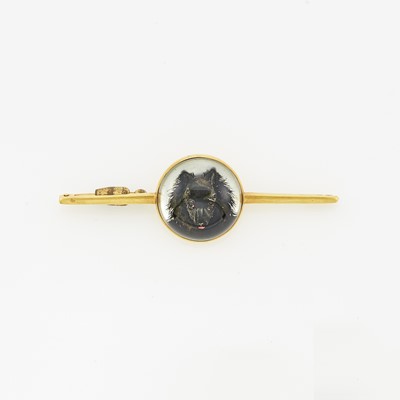 Lot 1169 - Gold and Reverse Crystal Intaglio Dog Pin