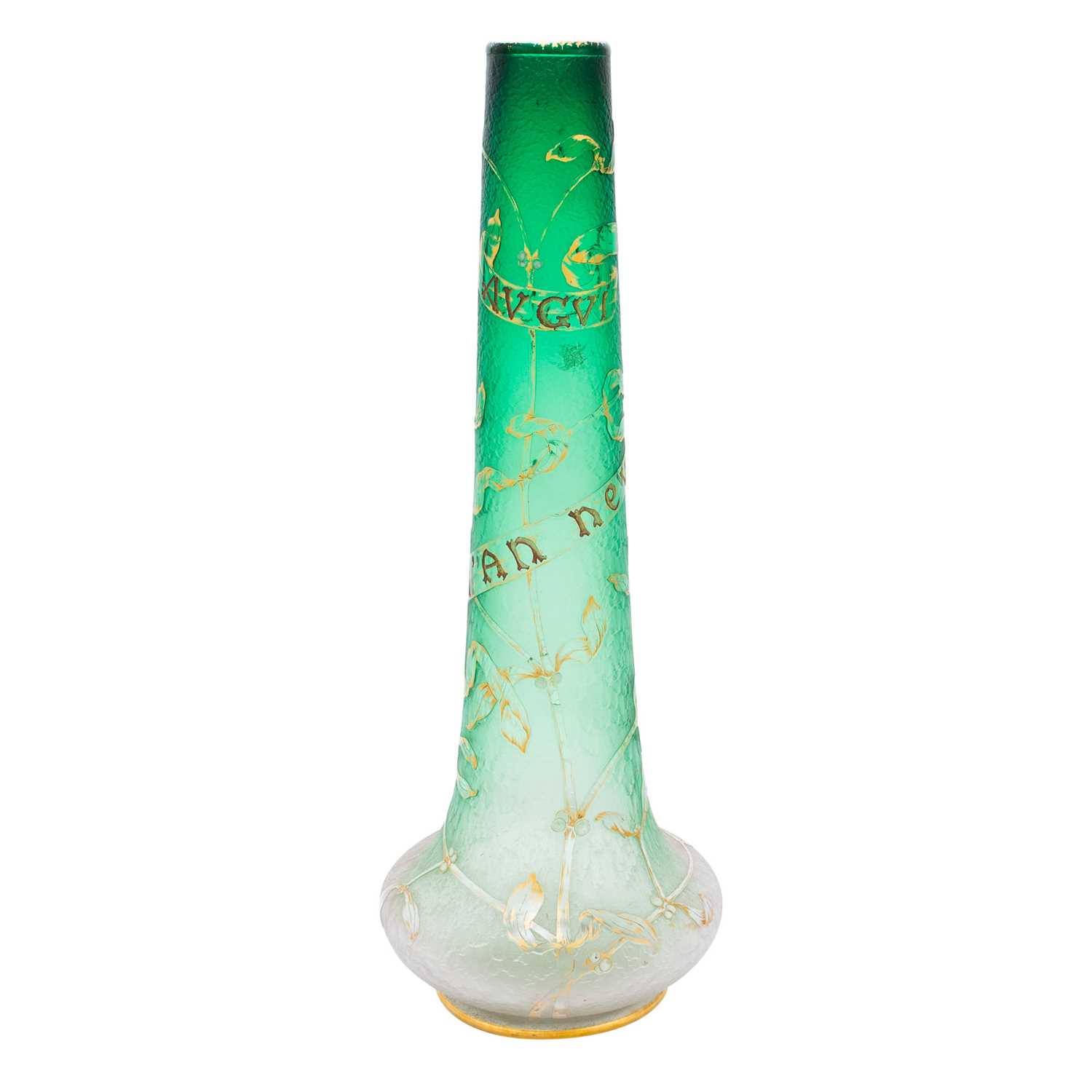 Lot 461 - Daum Art Nouveau Gilt, Acid-Etched and Enameled Glass Vase