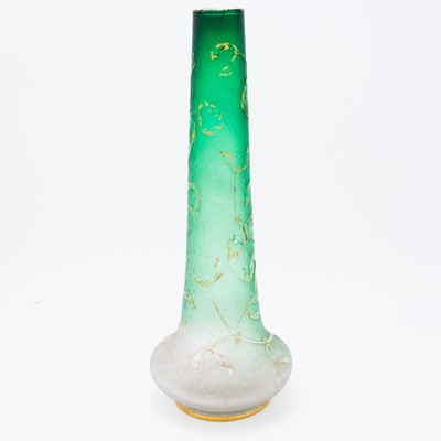 Lot 461 - Daum Art Nouveau Gilt, Acid-Etched and Enameled Glass Vase