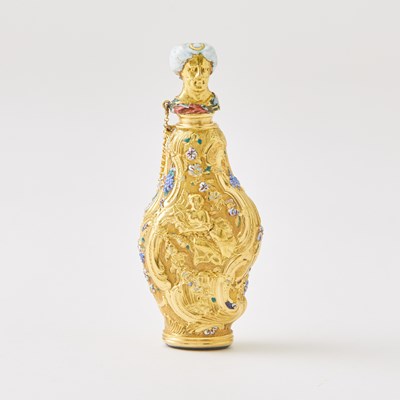Lot 175 - Continental Gold, Enamel and Hardstone Scent Flask