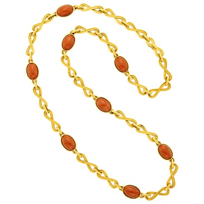 Lot 4 - Buccellati Long Gold and Coral Chain Necklace