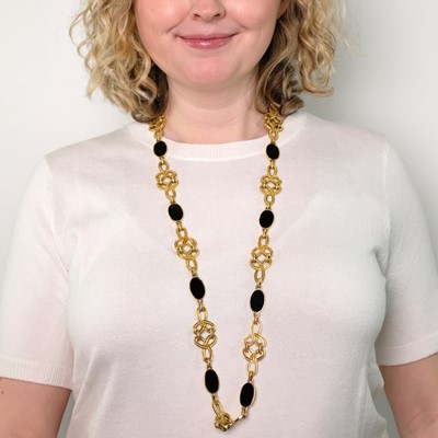 Lot 64 - Buccellati Long Gold and Black Onyx Chain Necklace