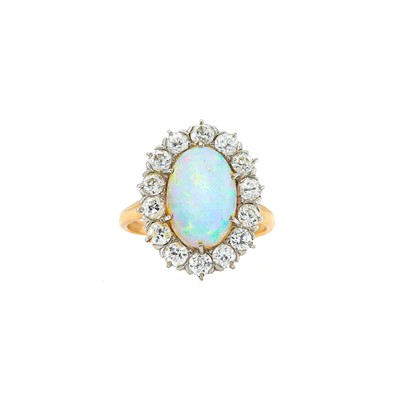 Lot 2087 - Gold, Platinum, White Opal and Diamond Ring