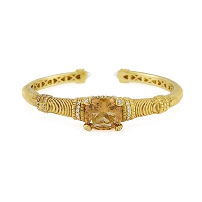 Lot 2143 - Judith Ripka Gold, Citrine, Simulated Diamond and Diamond Bangle Bracelet