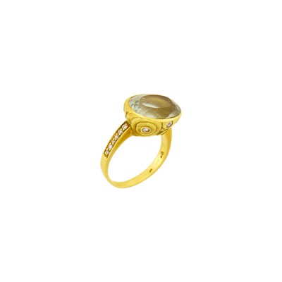 Lot 106 - Seidengang Gold, Green Quartz and Diamond Ring