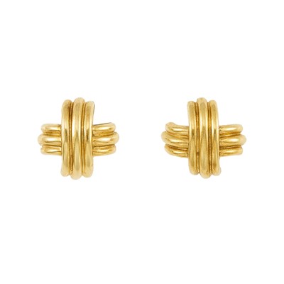 Lot 2002 - Tiffany & Co Pair of Gold 'X' Earrings