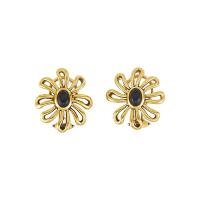 Lot 2013 - Tiffany & Co., Paloma Picasso Pair of Gold and Black Onyx Flower Earrings