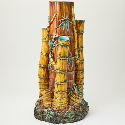 Lot 512 - Royal Worcester Majolica Bamboo-Themed Umbrella Stand or Walking Stick Holder