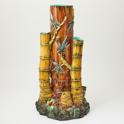 Lot 512 - Royal Worcester Majolica Bamboo-Themed Umbrella Stand or Walking Stick Holder
